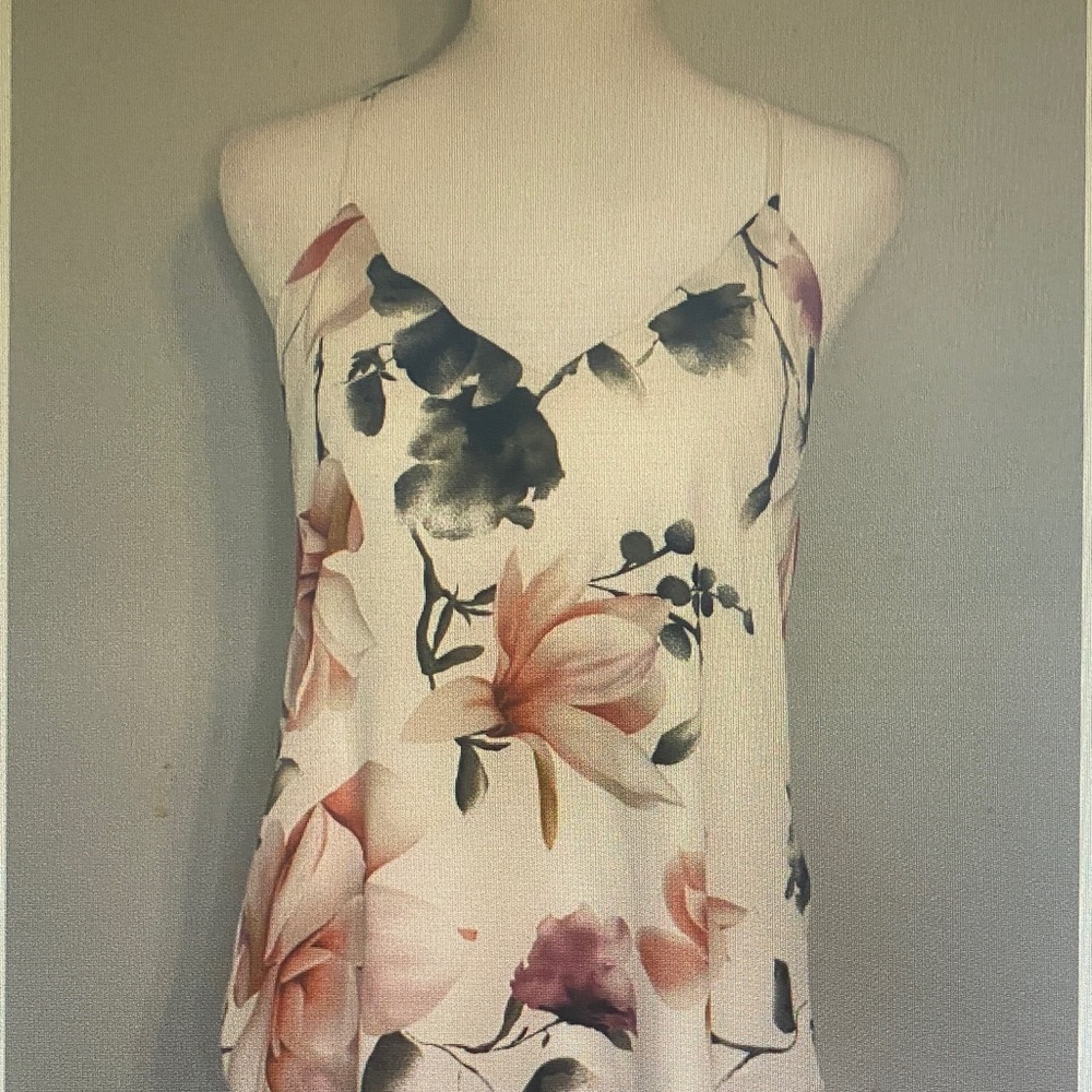Floral Satin Cami Top in Blush Pink